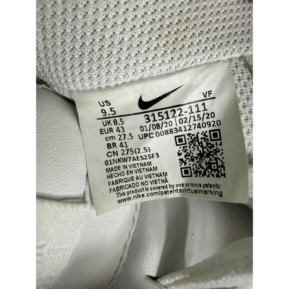 Nike Air Force 1 Low '07 Men's 9.5 Triple White AF1 Leather Sneaker 315122-111 - Picture 6 of 7